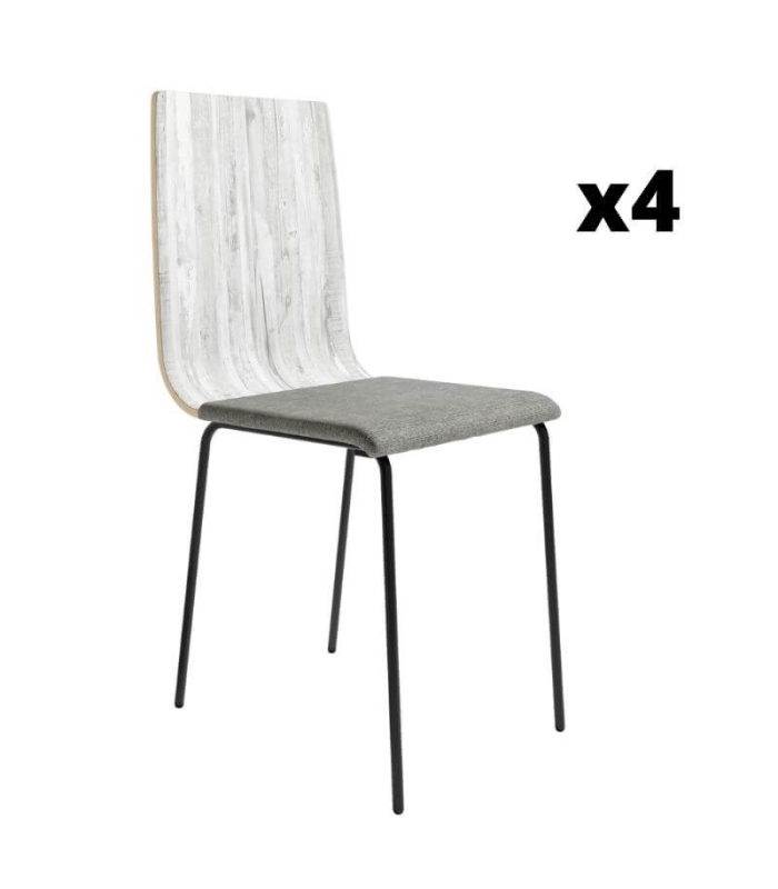 Pack 4 Sillas Dubai para salón o comedor en color artic con patas de metal negras