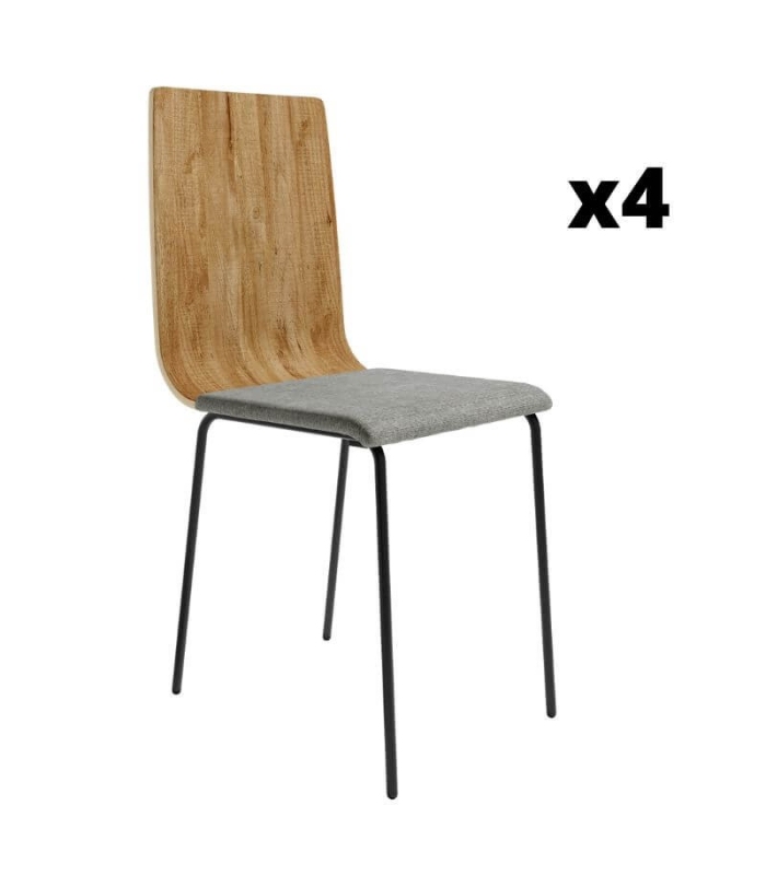 Pack 4 Sillas Dubai para salón o comedor en color mango con patas de metal negras