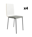 Pack 4 Sillas Dubai para salón o comedor en color soul blanco con patas de metal negras