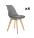 Pack 4 Sillas Amsterdam para salón o comedor en color gris con patas de madera maciza