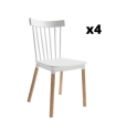 Pack 4 Sillas Dublín para salón, cocina o comedor en blanco con patas de madera maciza