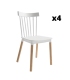 Pack 4 Sillas Dublín para salón, cocina o comedor en blanco con patas de madera maciza