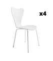 Pack 4 Sillas Berna para salón o comedor en color blanco con estructura metálica blanco