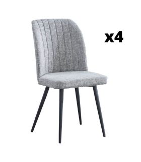 Pack 4 Sillas Rory con tapizado en asiento y respaldo en color gris con 4 patas negras metálicas