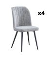 Pack 4 Sillas Rory con tapizado en asiento y respaldo en color gris con 4 patas negras metálicas