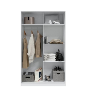 Interior en color blanco con barra de colgar y 4 estantes Armario 2 Puertas Correderas 120 cm